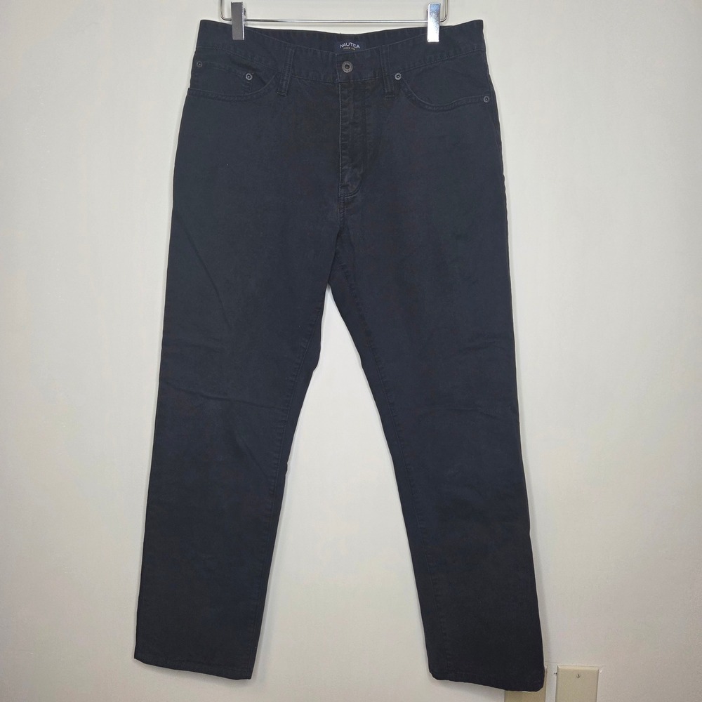 Nautica Mens Straight Fit Chino Pants Black 100% Cotton 32x30